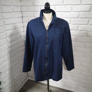 R&R Ladies Size XL (18) Full Zip Straight Fit Blue Jean Jacket